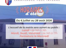 Horaires d'été de la mairie