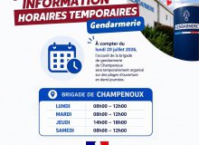 Horaires d'été de la Gendarmerie